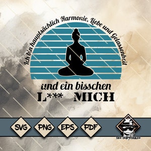 Diseño de trazador de silueta de yoga, archivo digital, descargar, divertido, SVG, PNG, Cricut, camiseta, póster, armonía, amor, serenidad