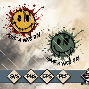 File Plotter Smiley, Sorriso, T-shirt, Design, Sublimazione, Stampa e taglio, SVG, PNG, Regalo, Iron-On, Splash, Divertente, Buona giornata