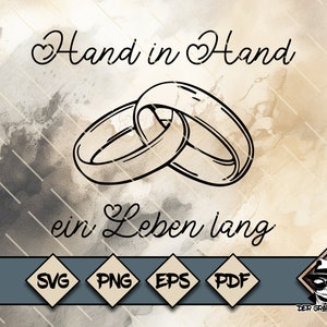 Hand in hand plotterbestand, huwelijk, huwelijkscadeau, liefde, geschenk, huwelijk, hart, gezegde, bestand, SVG, PNG, Voor een leven lang