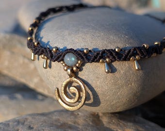 Gargantilla de macramé de latón y cristal • Collar de piedras preciosas de plata hecho a mano • Joyería con piedras de nacimiento a medida • Más combinaciones disponibles