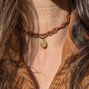brass macrame choker • bohemian choker • boho brass choker • modern hippie choker • handmade jewelry • hippy choker