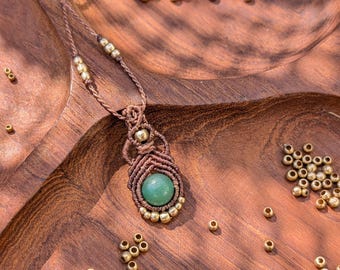 minimal macrame brass or silver filled pendant necklace • simple bohemian handmade birthstone jewelry • more combos available