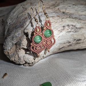 Pendientes de macramé con cristales rellenos de plata o latón • estilo boho vintage • joyería hecha a mano a medida • sin níquel • más combinaciones disponibles
