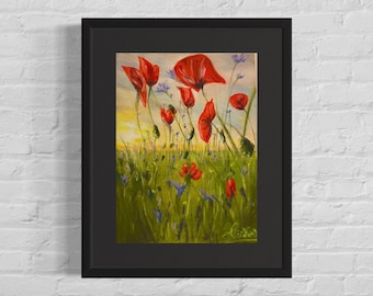 Original pastel painting ‘Field of Poppies’