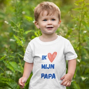 Ik hart Mijn Papa, dzieci kochają tata T-shirt, słodkie dzieci T-shirt, prezent na dzień ojca, prezent urodzinowy, Vaderdag Cadeau