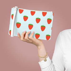 Strawberry Clutch Bag | Cute Cosmetic Pouch, Summer Accessory, Gift for Her, Fruity Handbag, Travel Organizer