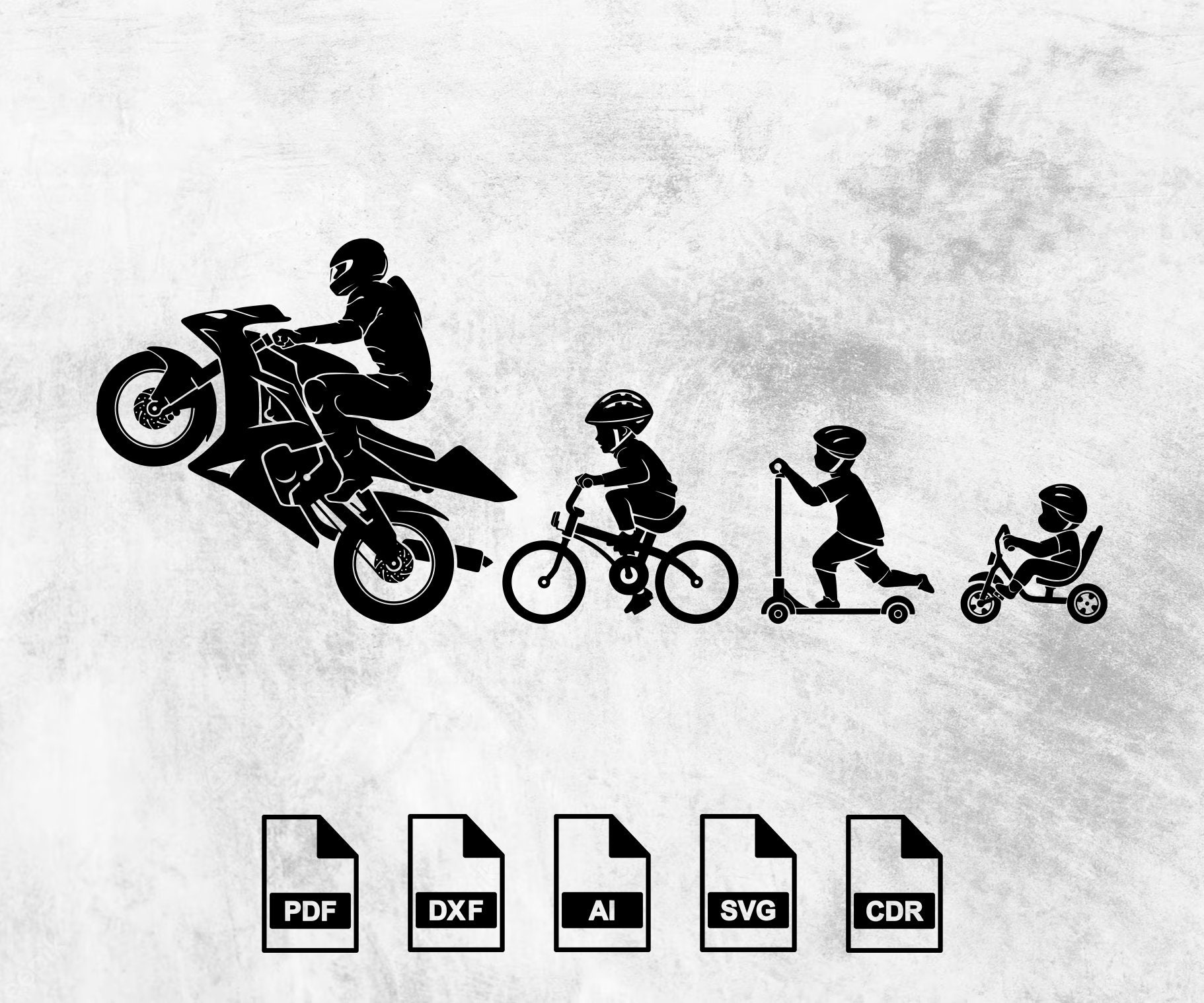 Motorcycle Family Rider Laser Cut Svg Dxf Files Wall Sticker - Etsy
