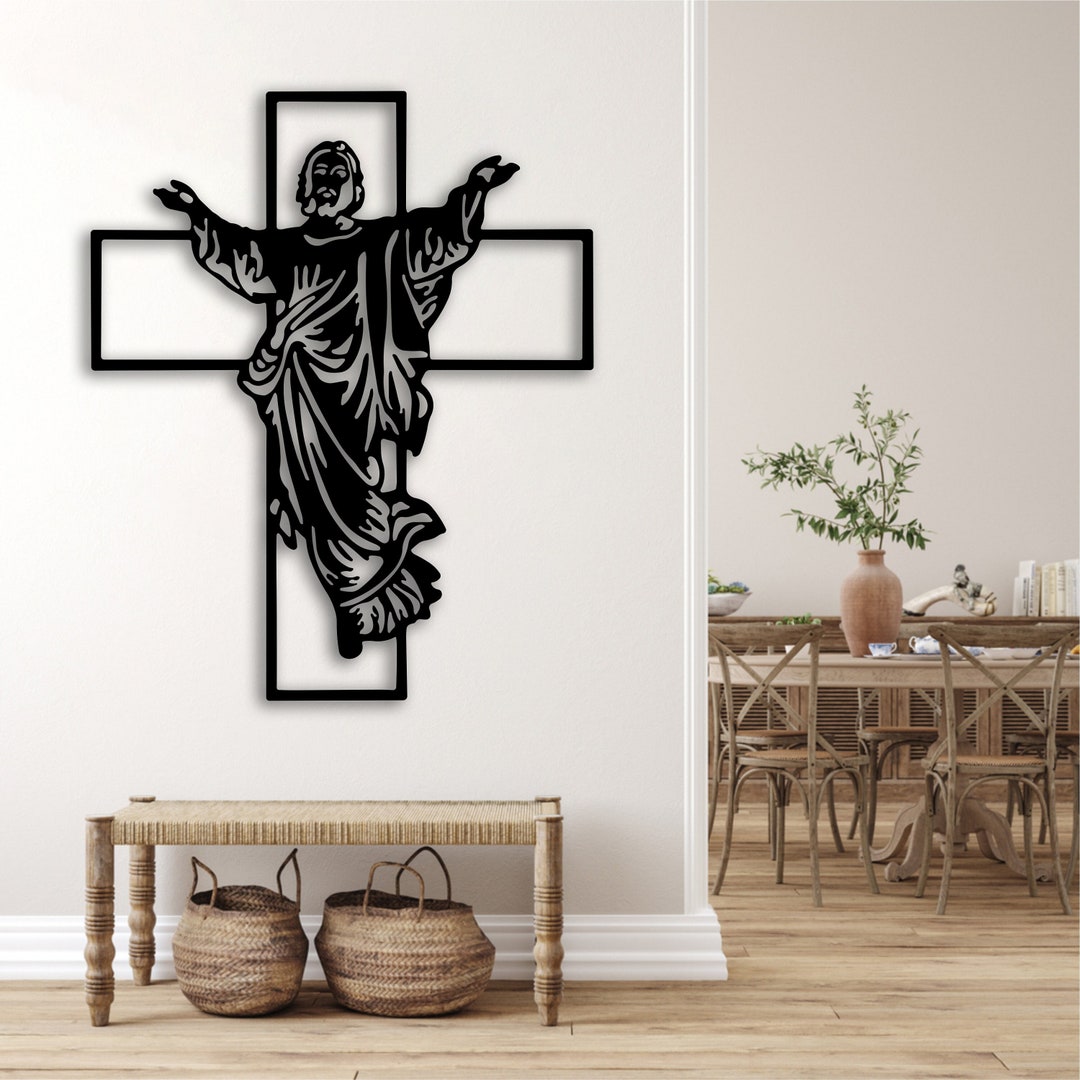 Jesus Cross, Jesus Laser Cut Svg Dxf Files Wall Sticker Decal ...