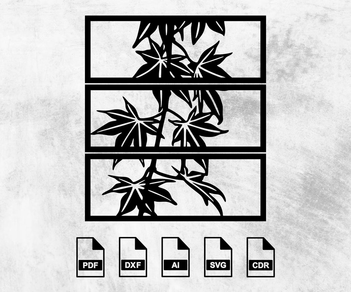 Leaf Wall Panel Cut Svg Dxf Files Wall Sticker Decal Etsy