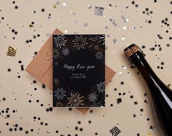 Happy new year card - New year party - instant download - printable PDF and SVG - New year wishes