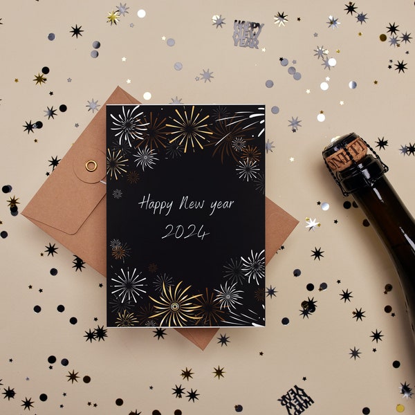 Happy new year card - New year party - instant download - printable PDF and SVG - New year wishes