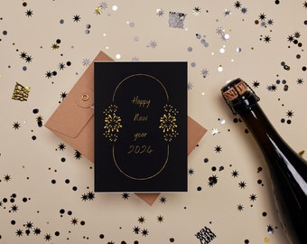 Happy new year card - New year party - instant download - printable PDF and SVG - New year wishes