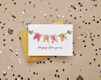 Happy New Year Card - Cute and simple New Year Card - Printable PDF file and SVG file - Instant download - New Year Wishes