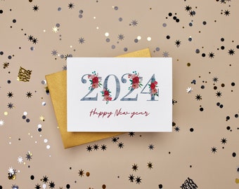 Happy New Year Card - Cute and simple New Year Card - Printable PDF file and SVG file - Instant download - New Year Wishes