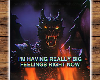 Having Big Feelings Meme Sticker | Medieval Dragon | The Frog Mage