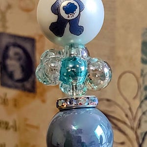 Care Bear Blue Clear Cloud Beaded Pen