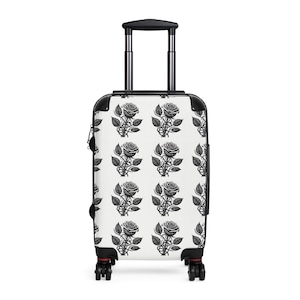 Blumendruck-Koffer, Reisegepäck, Handgepäck, stilvolle Flughafentasche, einzigartiges Reise-Accessoire.