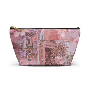 Pink Aesthetic Makeup Bag Pouch, Cosmetic Bag for Women, Travel Organizer, Toiletry Case, Zippered Pencil Pouch, Carry All Clutch