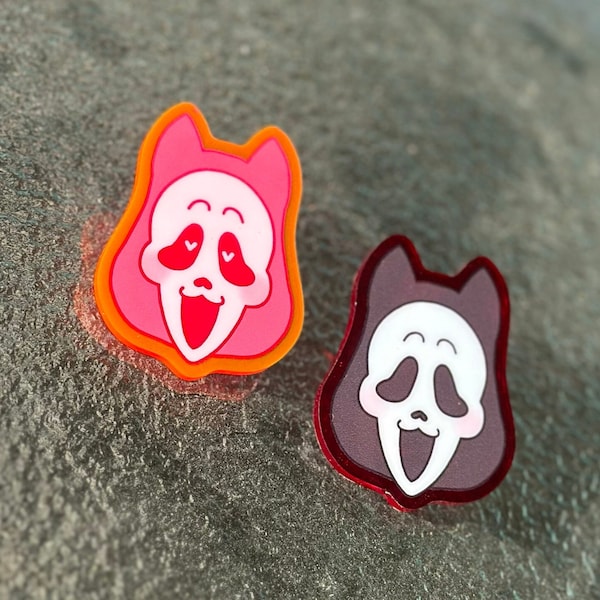 Catboy Ghostface Horror Slasher Acrylic Pin / Holographic stickers