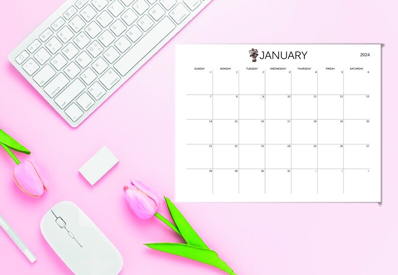 2023 Printable Calendar Landscape Minimalist Monthly Calendar Etsy