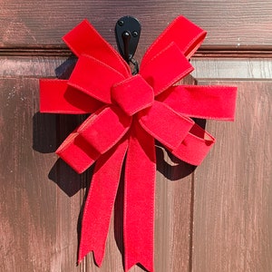 Christmas Red Velvet Bow, Velvet Red Bow, Outdoor Red Bow, Christmas Bow