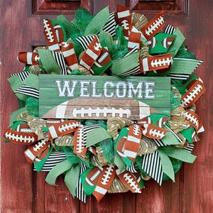Welcome Football Wreath, Football Themed Wreath for Home Decor, Seasonal Decor, Front Door Welcome Decoration