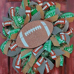 Football Front Door Wreath | Football Themed Wreath for Home Decor | Seasonal Decor | Front Door Welcome Decoration | Football Wreath