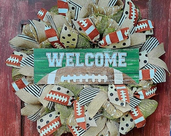 Welcome Football Wreath: Game Day Front Door Decor