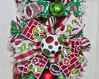 Christmas Swag, Red Green and White Swag, Christmas Wreath Swag, Christmas Centerpiece,  Christmas table decor