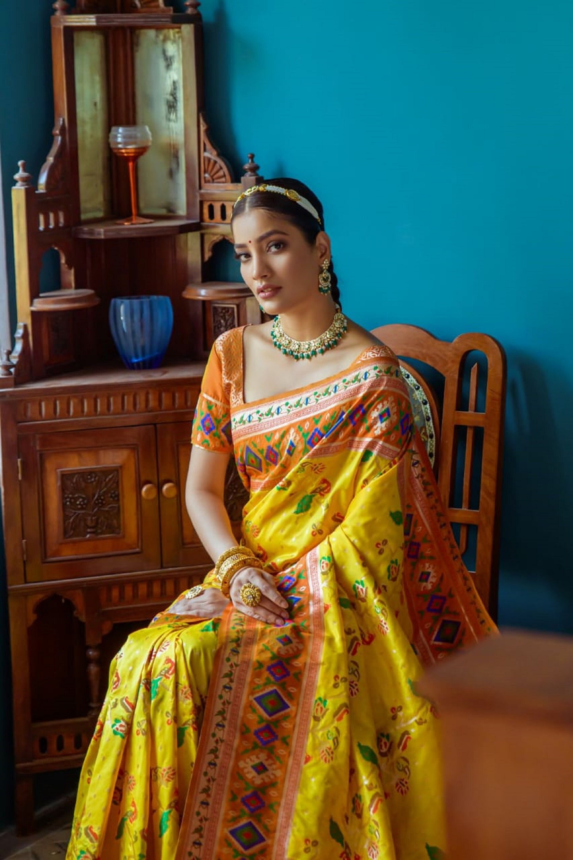 Banarasi Soft Silk Paithani Patola Saree – Meena & Zari Weaving