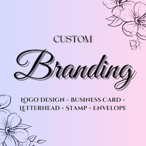 Pacchetto di branding personalizzato, progettazione di loghi personalizzati, biglietti da visita, carta intestata, francobolli e buste