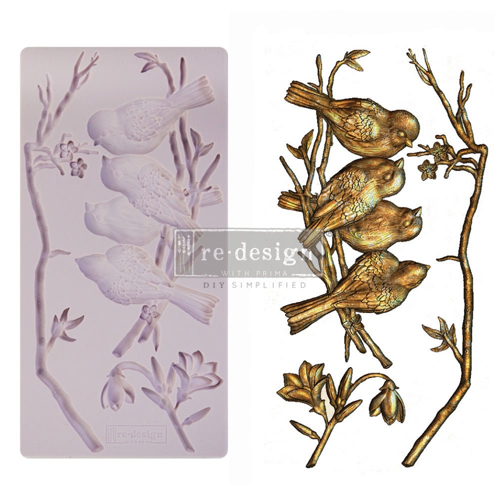 Lioness Vintage / Redesign Avian Love Silicone Mould, Birds, Branches