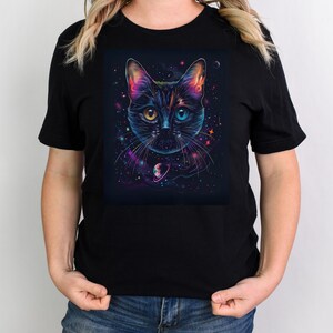 Kosmische Weltraum Kitty T-Shirt, Katzen Liebhaber Geschenk, Nebula Galaxie T-Shirt, Astronauten Katze Shirt, himmlische Kätzchen Top