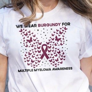 Multiple Myeloma Awareness Butterfly Svg Png, We Wear Burgundy for Multiple Myeloma Svg, Burgundy Ribbon Svg, Multiple Myeloma Cancer Svg