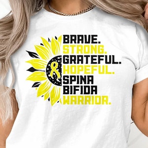 Spina Bifida Awareness Svg Png, Sunflower Spina Bifida Warrior Svg, Yellow Ribbon Svg Cricut Sublimation Design