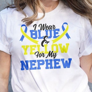 Down Syndrome Awareness Svg Png, I Wear Blue & Yellow for My Nephew Svg, Blue Yellow Ribbon Svg, World Down Syndrome Day Cricut Sublimation