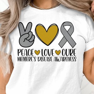 Meniere-Krankheits-Bewusstseins-Svg Png, Frieden, Liebe-Heilung-Svg Cricut Png Sublimations-Designs