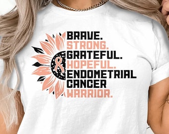 Endometrial Cancer Awareness Svg Png, sunflower Endometrial Cancer Warrior Svg, Peach Ribbon Svg Cricut Sublimation Designs