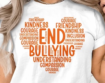 Unity Day Svg Png, Heart Shape End Bullying Svg Png, Anti Bullying Svg Cricut Ready to Press Sublimation Design