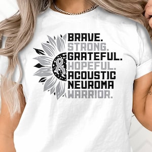 Conciencia del neuroma acústico Svg Png, Guerrero del neuroma acústico de girasol Svg, Cinta gris Svg Cricut Diseño de sublimación