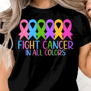 Combater O Câncer Em Todas As Cores Svg, Combater O Câncer Em Todas As Cores Png Sublimação, Conscientização Sobre O Câncer Svg Cricut File