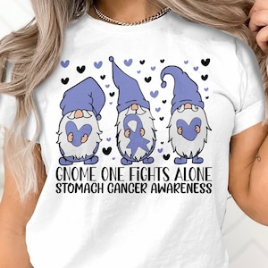 Stomach Cancer Awareness Svg Png, Gnome One Fights Alone Svg, Periwinkle Ribbon Svg Cricut Sublimation Design