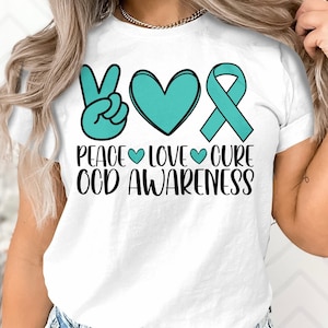 OCD Awareness Svg Png, Peace Love Cure Svg, Obsessive Compulsive Disorder Cricut Sublimation