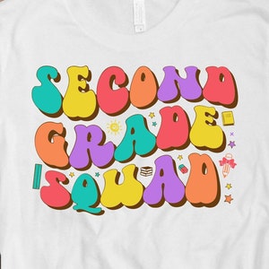 Lehrer 2nd Grade Squad Retro Groovy SVG Png, 2nd Grade Back to School SVG, Second Grade 1st Day of School SVG Cricut Sublimation Design