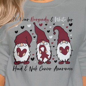 Head and Neck Cancer Gnome Svg Png, Burgundy White Ribbon Svg Circut Sublimation Design