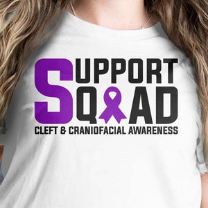 Conciencia craneofacial hendida Svg Png, Escuadrón de apoyo Svg, Cinta púrpura Svg, Soporte de paladar hendido Cricut Diseño de sublimación