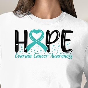 Ovarian Cancer Awareness Svg Png, Hope Ovarian Cancer Svg, Teal Ribbon Svg Cricut File Sublimation Design