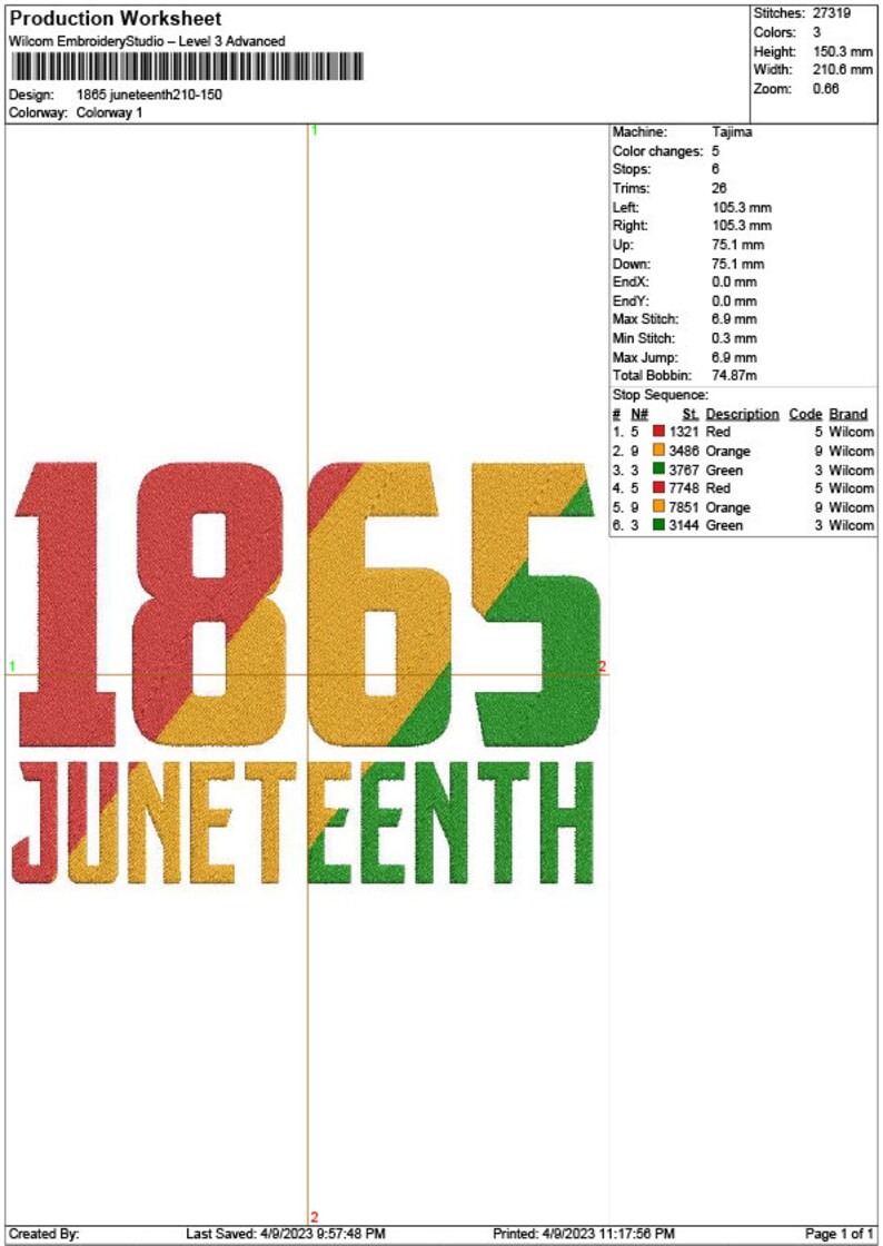 Vier Juneteenth borduurwerk, 1865 juni DST, Afro-Amerikaanse PES-bestand, 19 juni 1865 Machine borduurwerk ontwerpbestand afbeelding 4