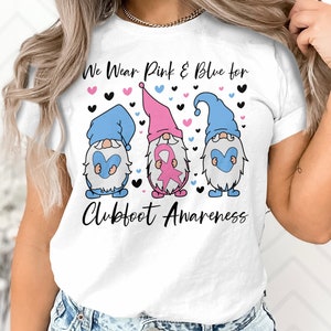 Clubfoot Awareness Svg Png, We Wear Pink & Blue for Clubfoot Gnome Svg, Pink and Blue Ribbon Svg Cricut Sublimation Designs