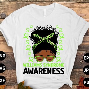 Williams Syndrome Awareness Svg Png, Afro Messy Bun Williams Syndrome Awareness Svg Cricut Cut File Sublimation Design